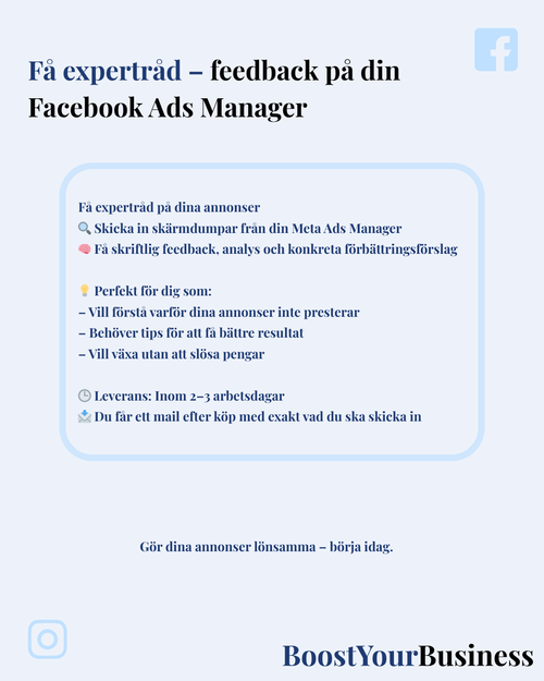 Få expertråd: Feedback på din Ads Manager